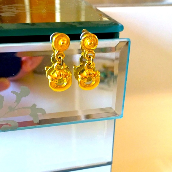 South American Pre-Columbian Gold Drop Earrings - Picture 2 of 3